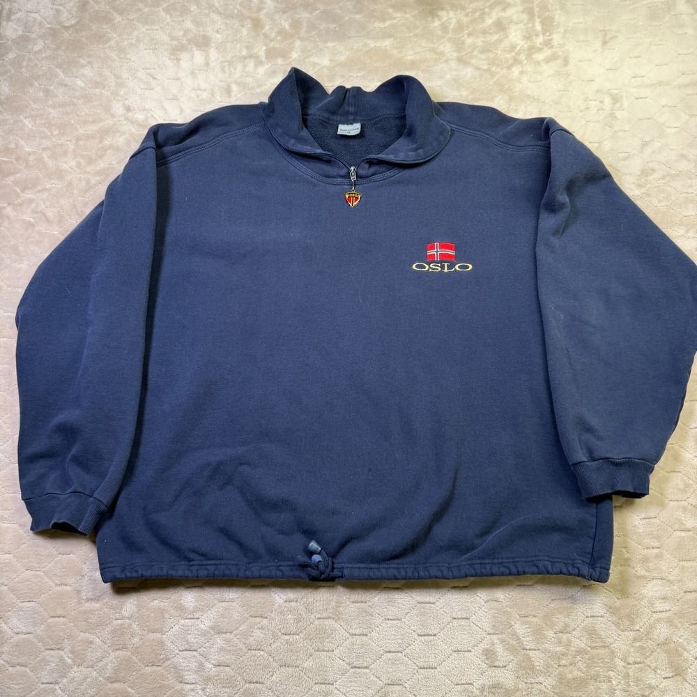 VTG Nord‎ Suvenir Oslo Collared Sweatshirt Sz XL Embroidered Travel Look